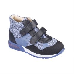 TW-440 (цв.8-черно-голубой, 26) Ботинки спортивные (натур.кожа, св.диоды)