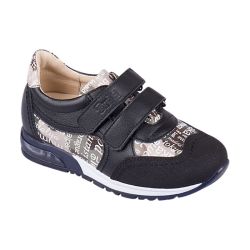 TW-435 (цв.25-черно-бежевый, 26) Полуботинки спортивные (натур.кожа, без св.диодов)